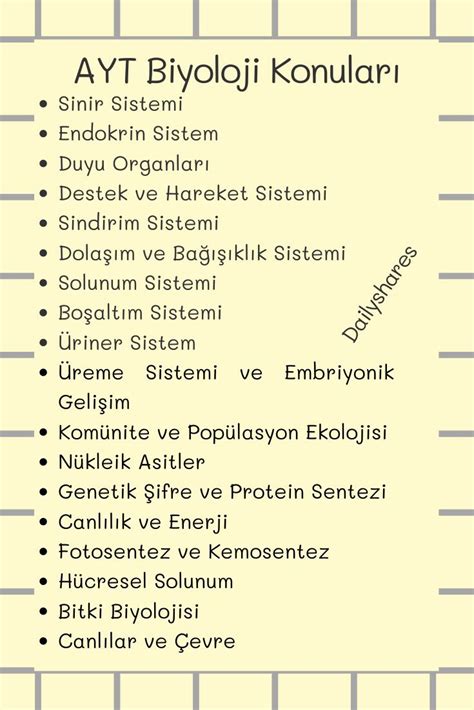 AYT Biyoloji Konuları ve Çalışma Taktikleri